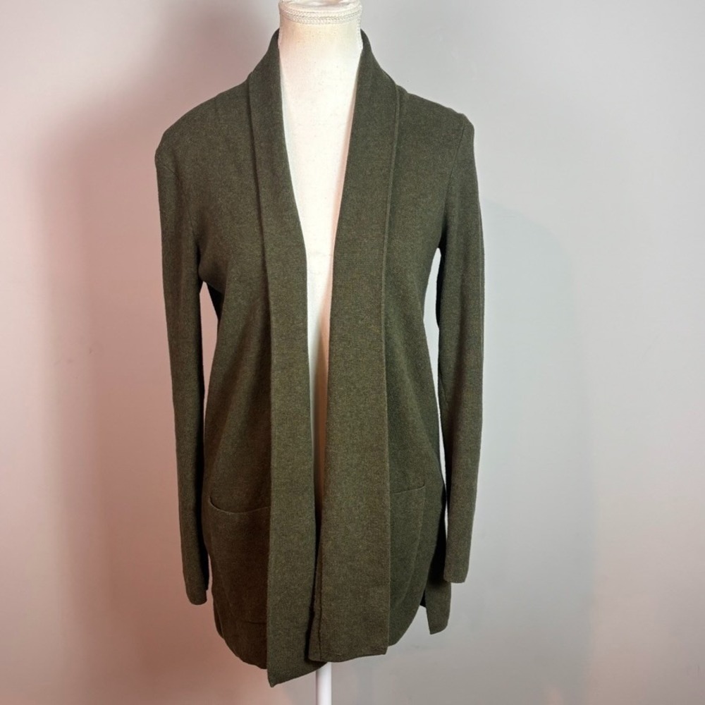 J.Crew Womens 100% Cotton Green Open Front Sweater Blazer sz XS Workwear classic